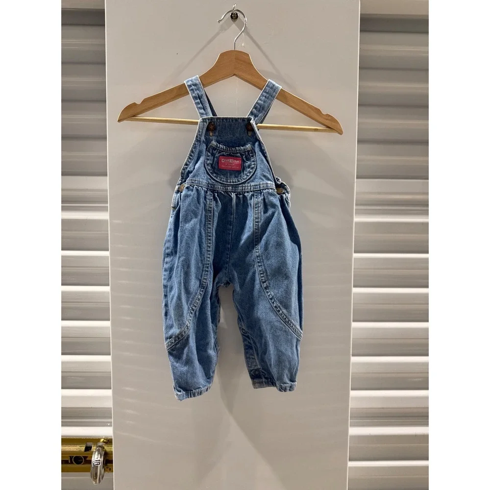 Vintage OshKosh Bgosh Kids Denim Overalls Medium‎ Wash Made in USA Size 18M